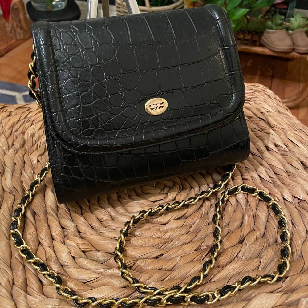 American Tourister Faux Alligator Embossed Crossbody Purse